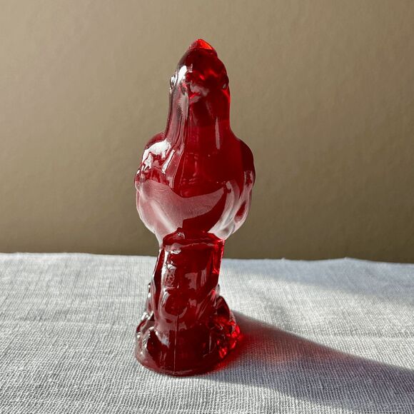 Vintage Mosser Glass Ruby Red Cardinal Figurine – Solid Glass, USA Made - Picture 2 of 5